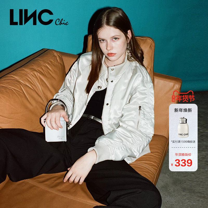 LINC金羽杰羽绒服女棒球领飞行员夹克短款轻薄羽绒服女外套1101,女装/女士精品,羽绒服,淘宝优惠券,粉丝福利购,淘宝优惠卷