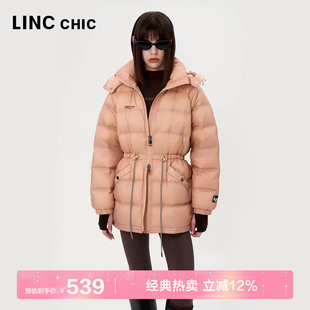 LINC金羽杰羽绒服女款冬季新款中长款收腰轻薄羽绒服女Y24803147
