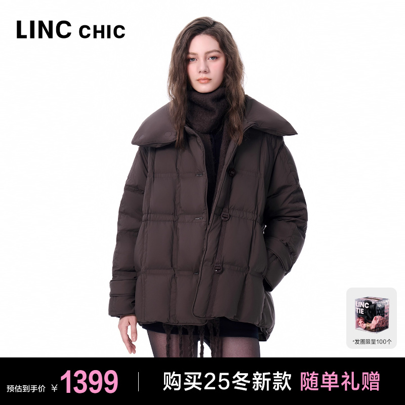 翻领大衣感短款羽绒服