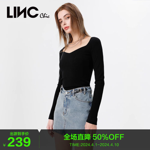 LINCCHIC金羽杰半身裙酵素洗水休闲a字牛仔短裙女S222DK615