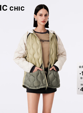 LINC金羽杰轻薄羽绒服女新款松弛感连帽罩衫保暖外套女反季2179