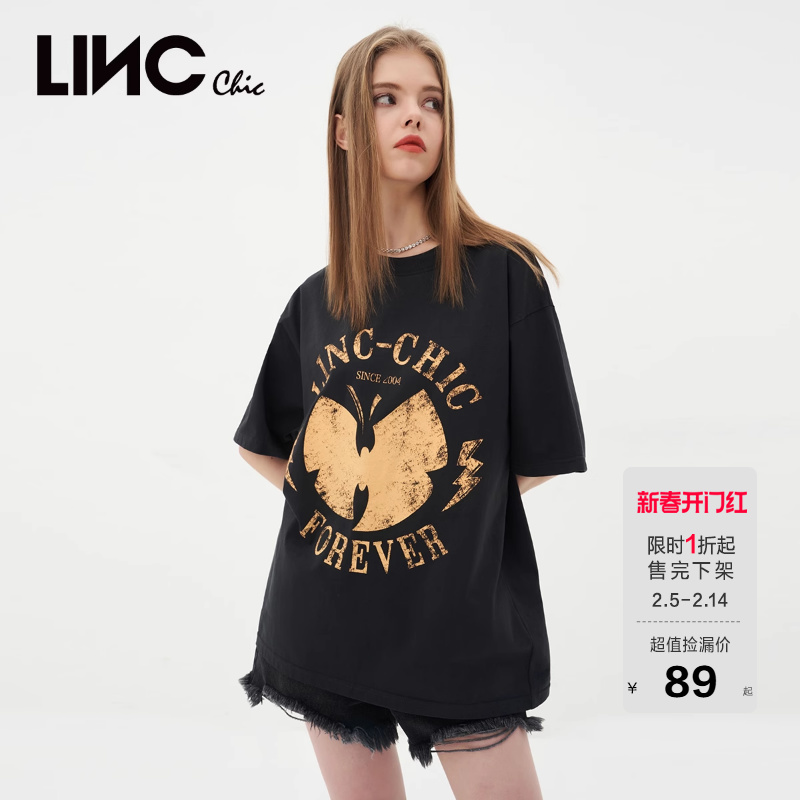 【简约大T合集】LINC金羽杰t恤简约字母印花宽松圆领短袖女t恤夏