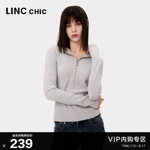 LINCCHIC金羽杰上衣打底衫 T恤女S243FK523Y 女机能风修身 连帽长袖