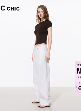 LINC金羽杰2026年夏季新品宽松直筒中腰弯刀牛仔裤女S262JE019Y