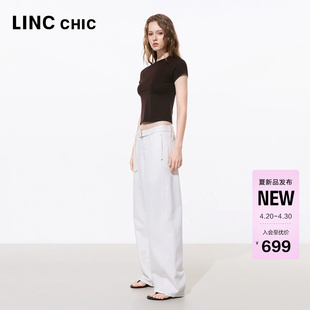 LINC金羽杰2026年夏季新品宽松直筒中腰弯刀牛仔裤女S262JE019Y