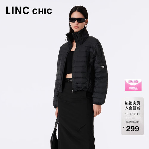 LINC金羽杰短款轻薄羽绒服女立领花苞感超轻截短羽绒外套便携