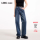 LINC金羽杰牛仔裤 女JE001Y 纯棉高腰牛仔裤 子女春新款 宽松直筒裤