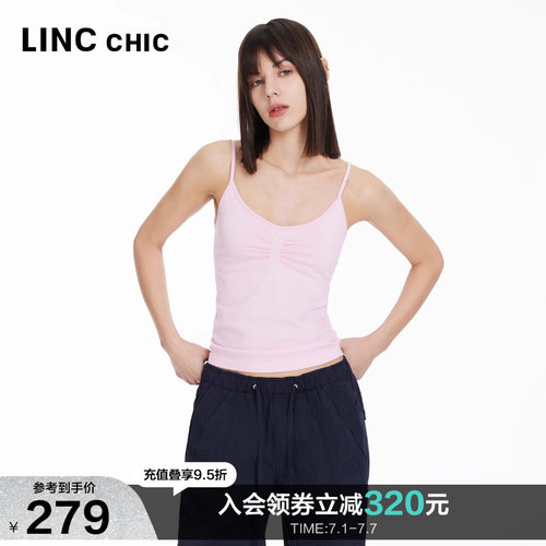 LINCCHIC金羽杰2024年夏季新品U领细带针织吊带背心女S242SW322Y