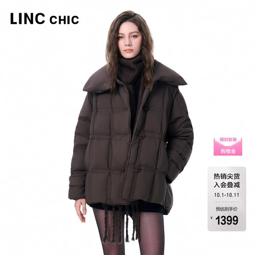 翻领大衣感短款羽绒服