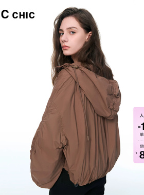 LINC金羽杰羽绒服春季新款羽绒服女连帽超轻暖短款羽绒服外套1041