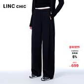 LINC金羽杰春季 女S253KP460Y 高腰直筒灰色卫裤 新款 女士休闲裤