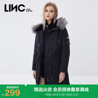 LINCCHIC金羽杰羽绒服中长款女冬季时髦感毛领派克服2044396