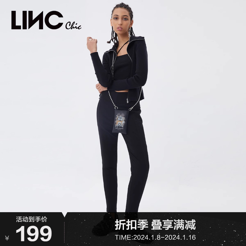 LINCCHIC金羽杰羽绒裤女长款高腰保暖修身弹力羽绒裤Y21607247