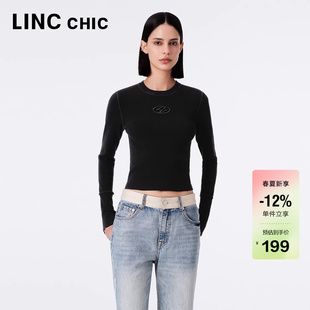 修身 圆领上衣女S233SW401Y 女机能感打底衫 LINCCHIC金羽杰针织衫