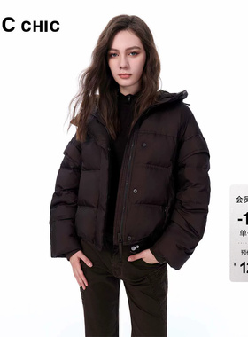 LINC金羽杰羽绒服女短款冬季新款廓形设计感羽绒服女外套1243