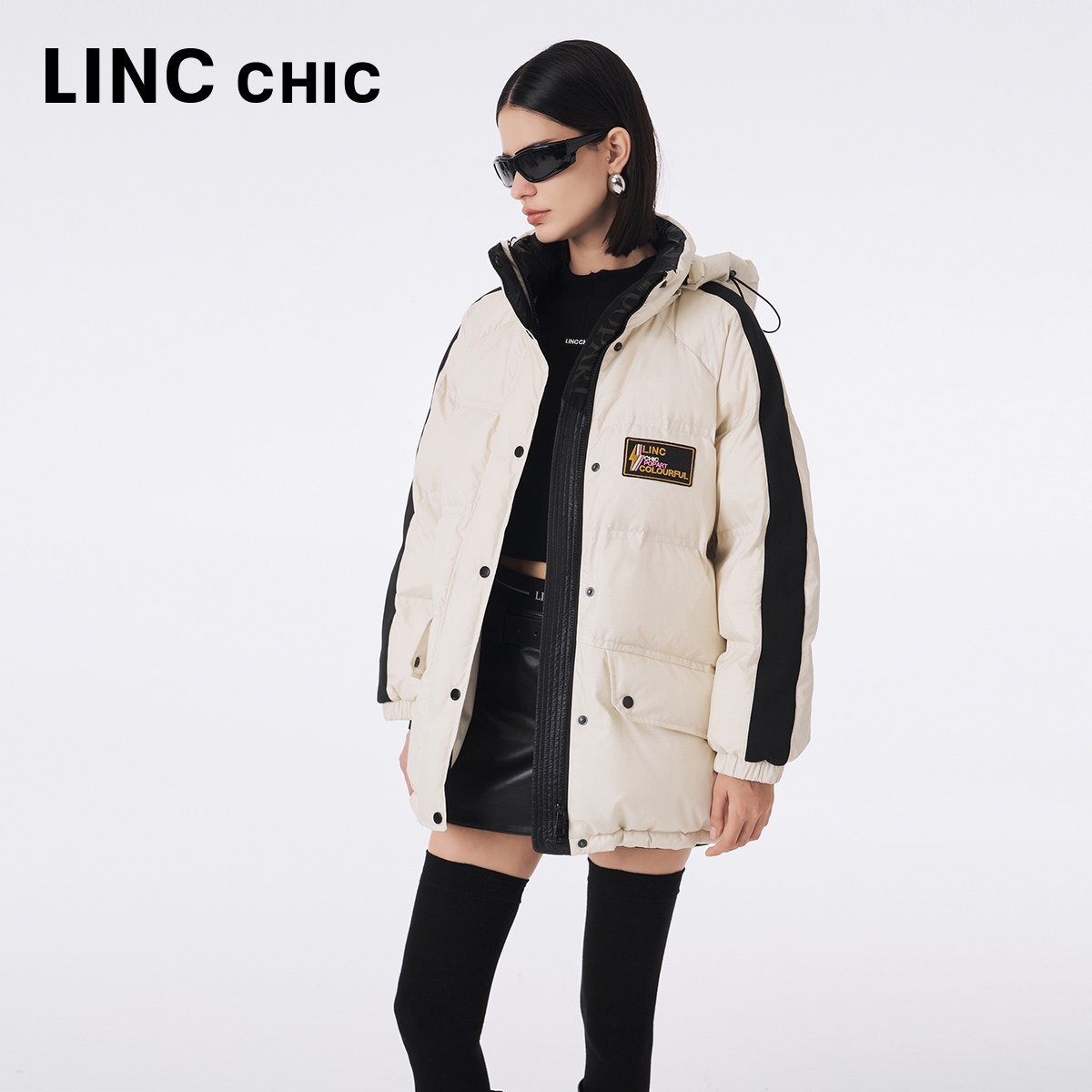 LINCCHIC金羽杰23秋冬新品面包服功能性防雨雪中长款羽绒服女3190