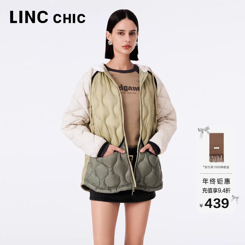 LINC松弛感连帽轻薄羽绒外套