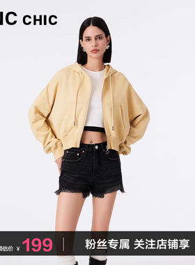 LINCCHIC金羽杰卫衣女新款落肩解构感连帽卫衣外套女S233HD440Y