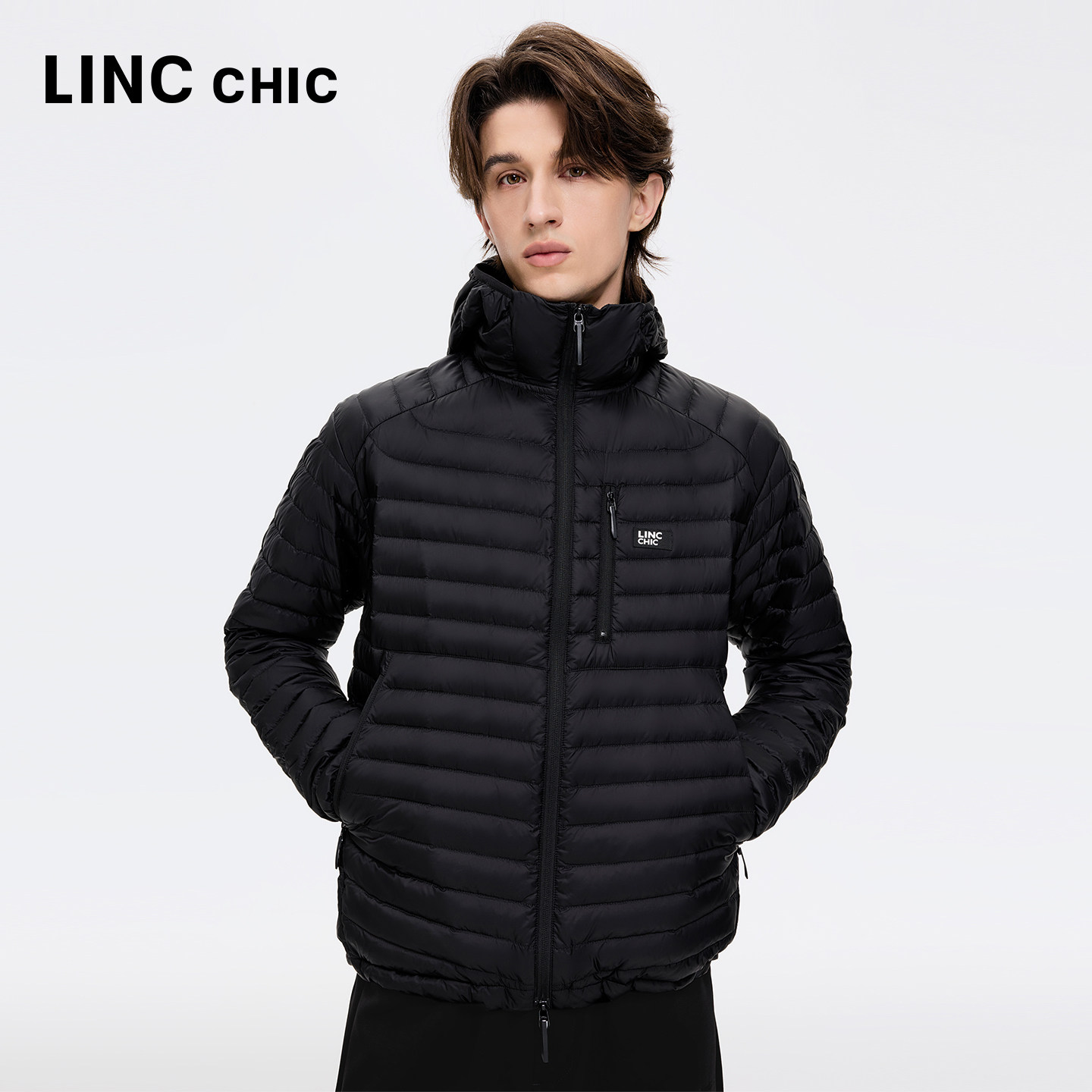 LINCCHIC金羽杰2026年秋季新品轻量连帽排骨羽绒服男女同款1504A