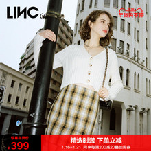 LINC金羽杰2021春新青春A版格纹高腰半身裙短裙女S211SK288图片