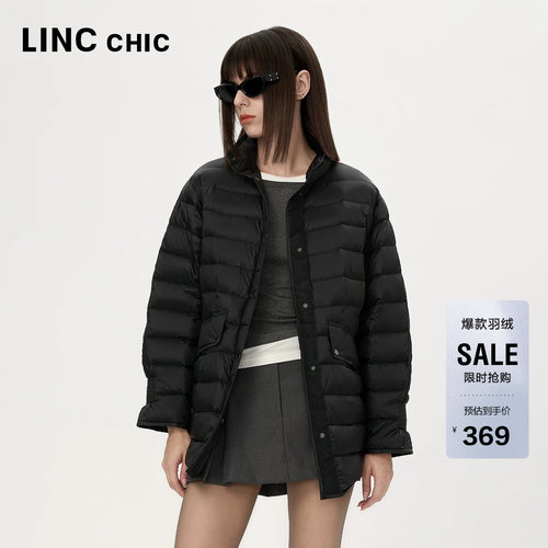 反季超值LINC金羽杰羽绒服女款衬衫式轻薄羽绒服女外套上衣6045