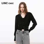 连帽高腰排扣毛织开衫 LINCCHIC金羽杰2026年春季 新品 女S261CR025Y