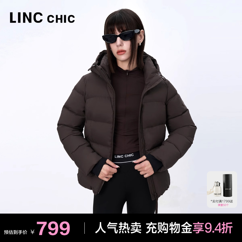 LINC金羽杰短款羽绒服女款冬季新款修身泡芙感羽绒服女Y24801270