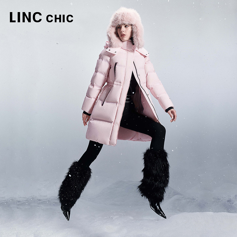 【明星同款】LINC金羽杰羽绒服女款2024新款面包中长款羽绒服冬