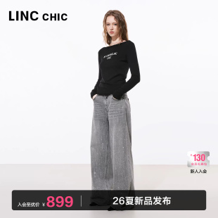 S261JE004YY 宽松直筒闪钻牛仔裤 LINCCHIC金羽杰2026年春季 新品