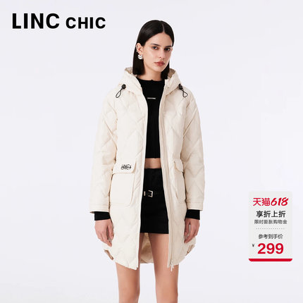 LINC金羽杰中长款轻薄羽绒服女反季轻薄羽绒服外套女Y23306180