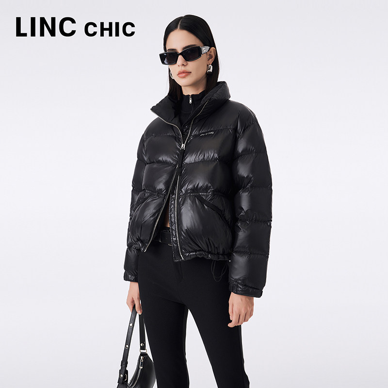 LINCCHIC金羽杰2023秋冬新品超轻活力立领面包服短款羽绒服女1296