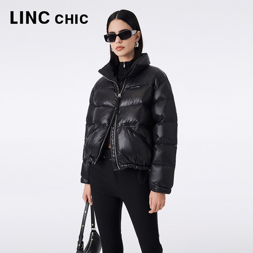 LINCCHIC金羽杰2023秋冬新品超轻活力立领面包服短款羽绒服女1296