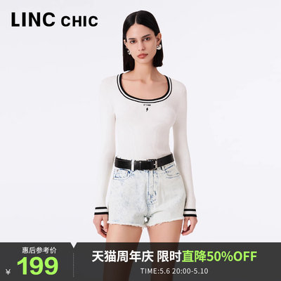 LINCCHIC金羽杰修身撞色边针织衫