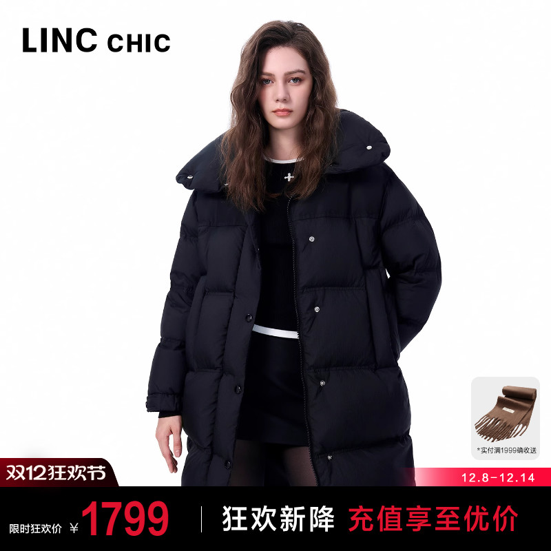 翻领大衣感鹅绒羽绒服