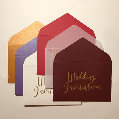 西式超厚请帖半透明烫金信封