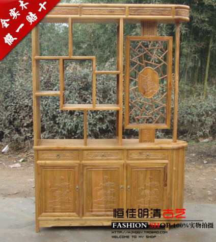 明清仿古中式南榆木雕花玄关柜