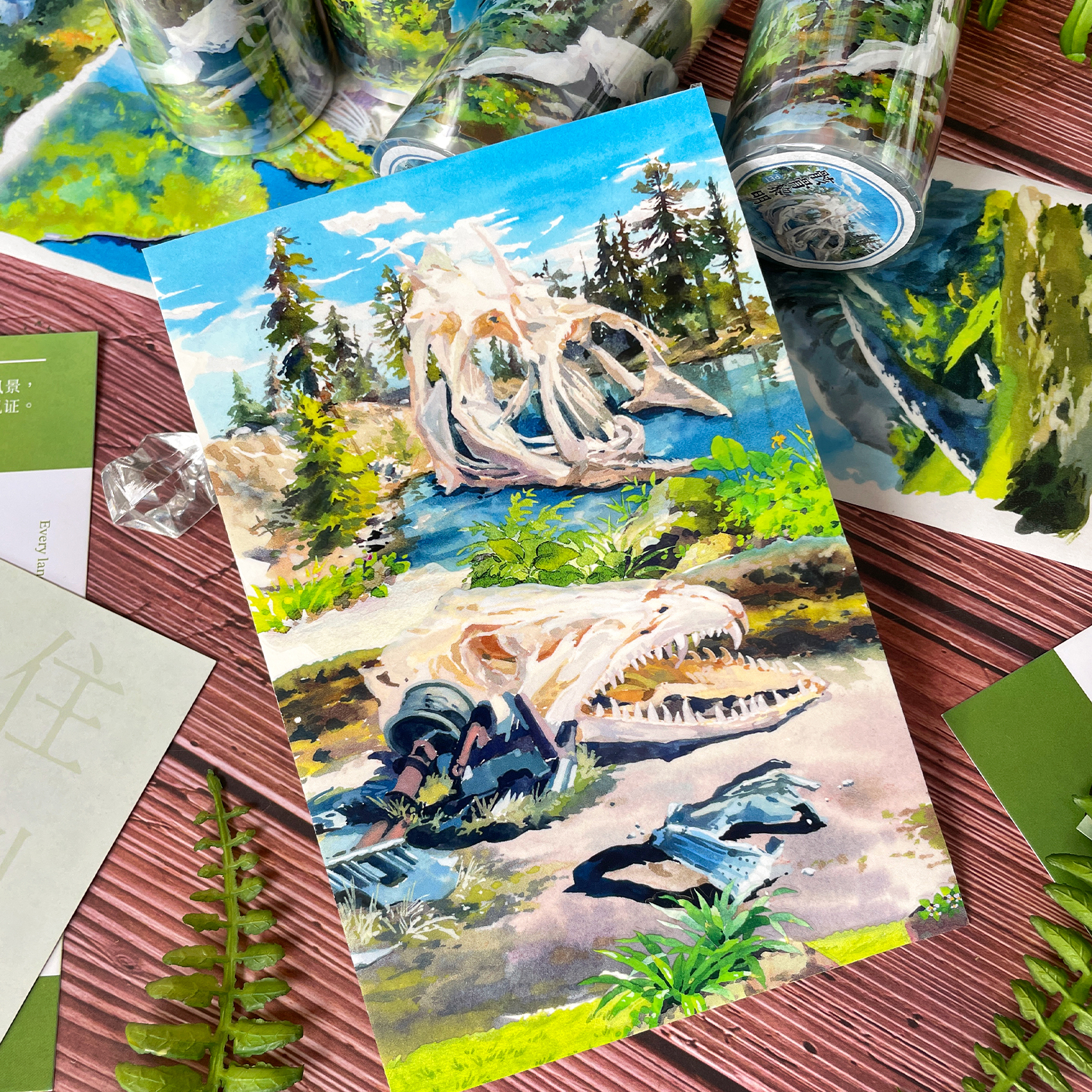 新款造景骸骨黎明青蚀纪元NEW手帐和纸胶带PET废土窗末日建筑贴纸