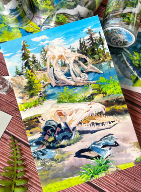 新款造景骸骨黎明青蚀纪元NEW手帐和纸胶带PET废土窗末日建筑贴纸