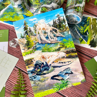 新款造景骸骨黎明青蚀纪元NEW手帐和纸胶带PET废土窗末日建筑贴纸