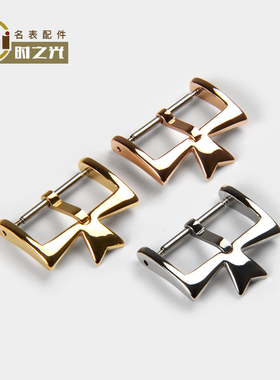 米时名表配件江诗不锈钢表扣手表皮带针扣表带扣金色扣头14*20mm