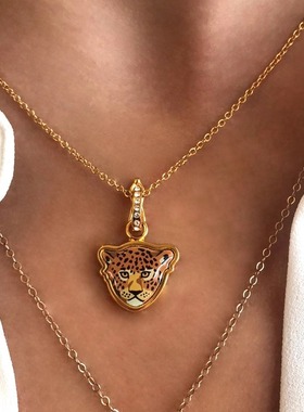 Halcyon Days豹子头吊坠轻奢小众百搭简约复古挂坠个性高级感配饰