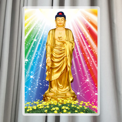 西方三圣阿弥陀佛画像 佛像佛卡a4打印塑封防水防尘