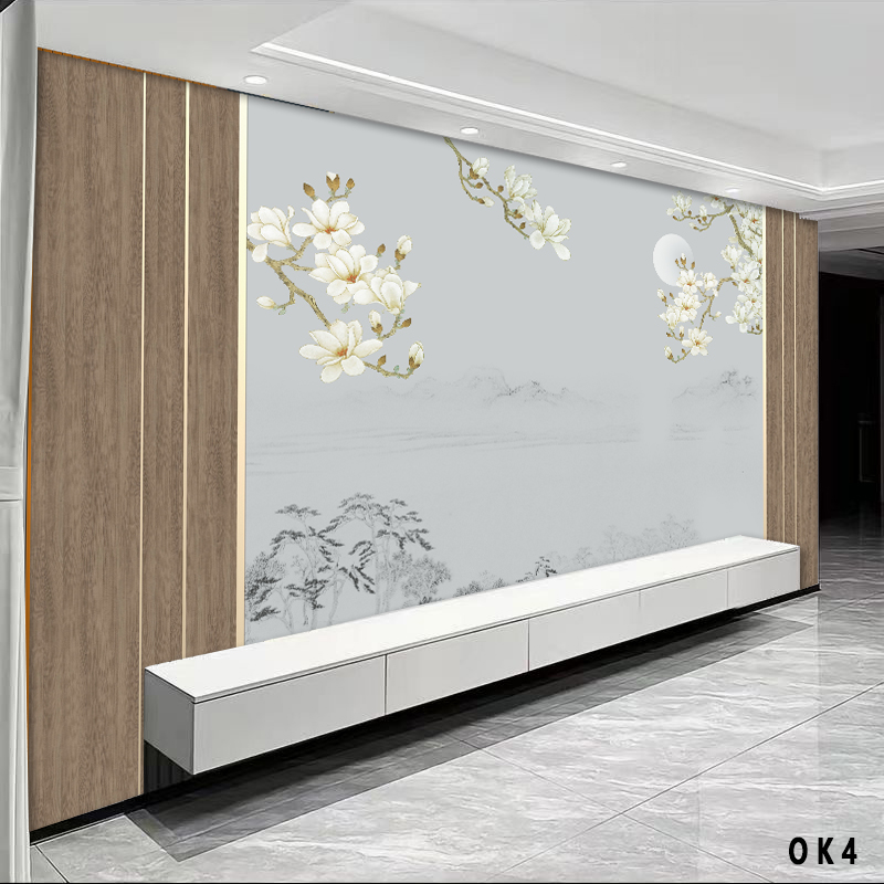 定制2025新新中式电视背景墙纸
