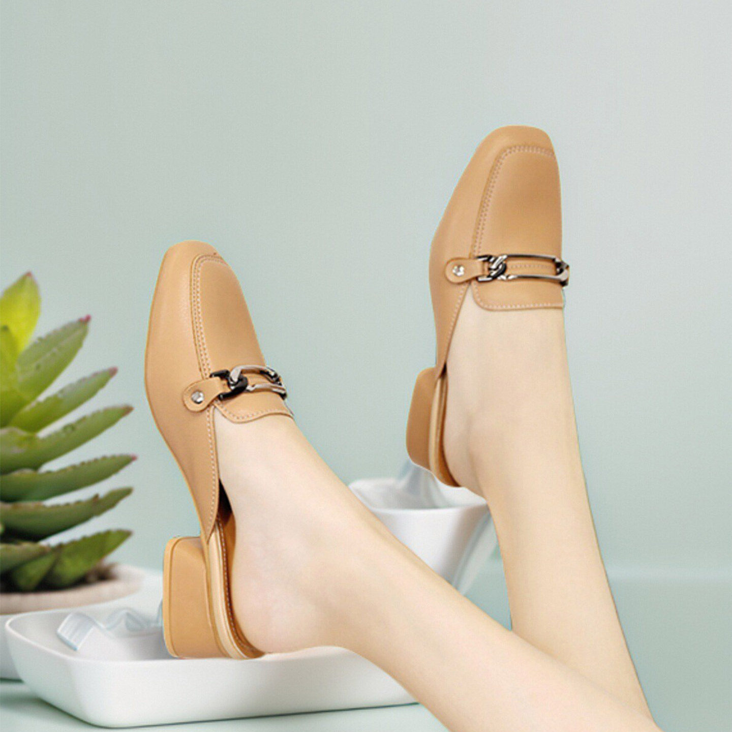 网红小码穆勒鞋31码32外穿2026春新款粗跟百搭包头半拖鞋舒适凉拖,女鞋,包头拖,淘宝优惠券,粉丝福利购,淘宝优惠卷