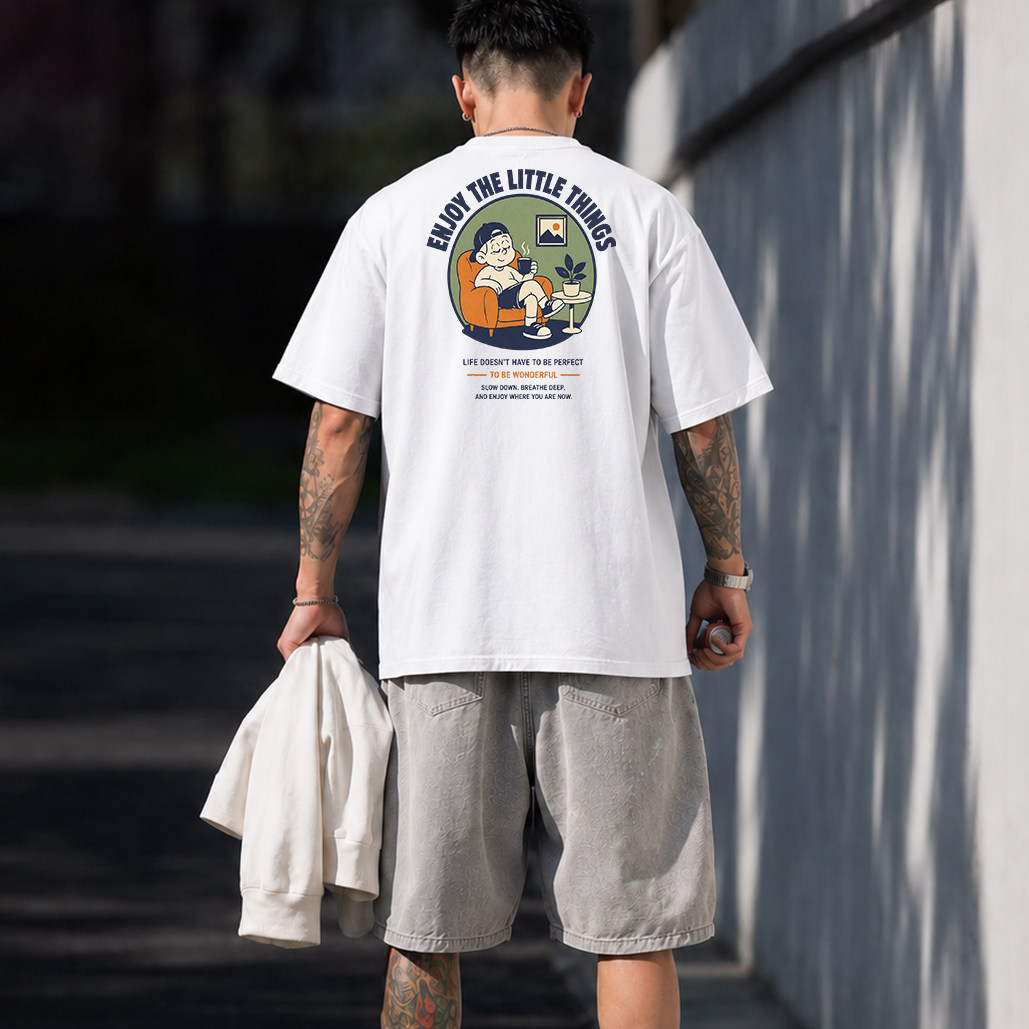 240g重磅100%纯棉新疆美式卡通风印花短袖潮牌T恤男宽松2026新款