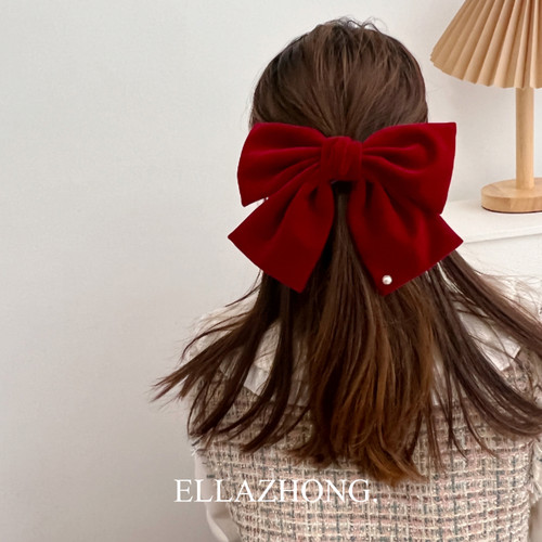 ellazhong顶夹丝绒复古甜美发饰