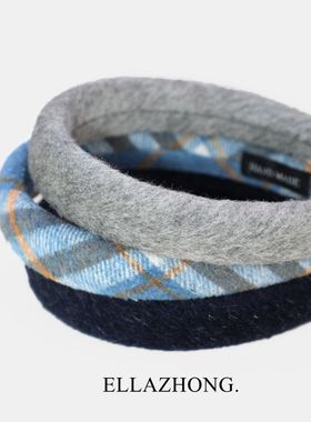 格雷系羊毛发箍头箍增颅顶发卡简约复古学院风减龄发饰头饰港风