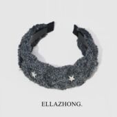 原创限量版 羊毛发箍头箍星星灰色百搭发卡带齿气质韩国发饰头饰