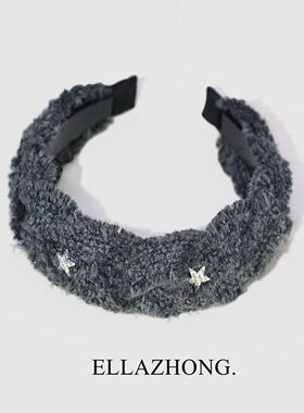 原创限量版~羊毛发箍头箍星星灰色百搭发卡带齿气质韩国发饰头饰