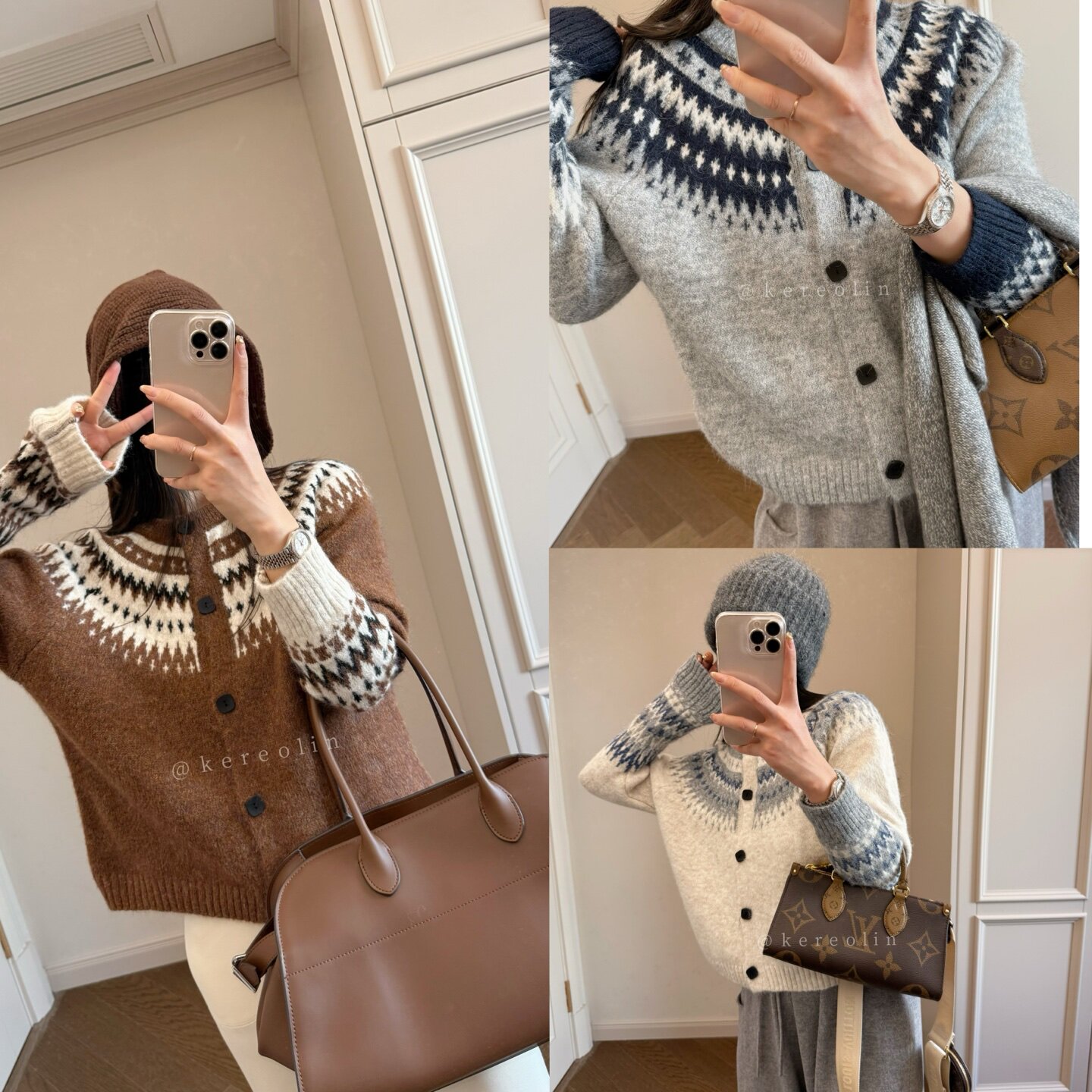 2025秋冬款女士羊驼绒费尔岛毛衣开衫圆领高品质洋气百搭保暖舒适